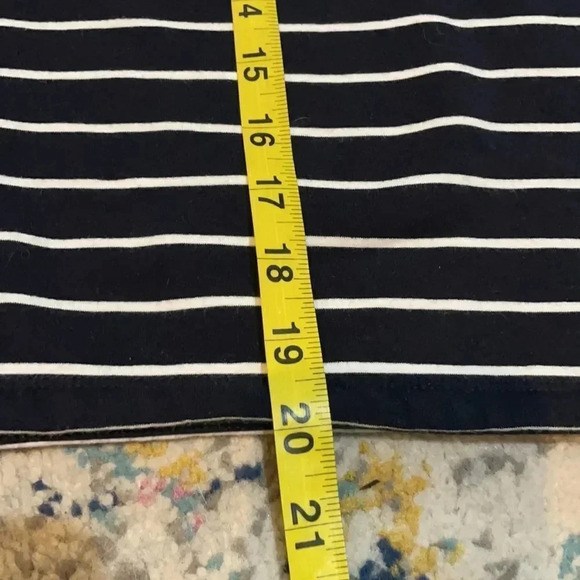 Talbots mini skirt cotton blend stretch Navy white stripes Drawstring Size MP - Picture 9 of 12